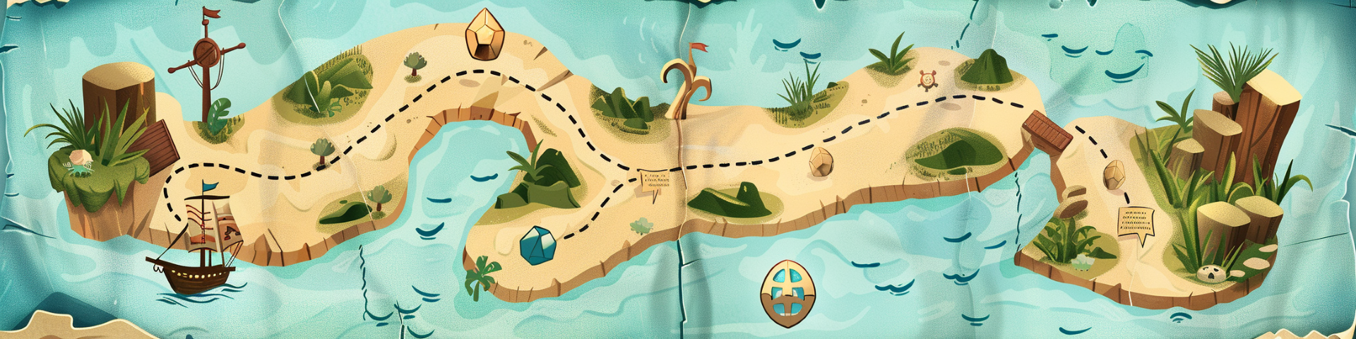 Illustration showing hidden career opportunities with Salesforce visualized as treasure map